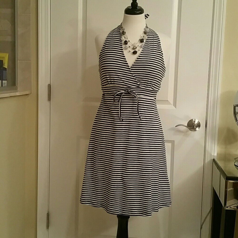 VENUS NWOT Navy/White Stripe Halter Dress